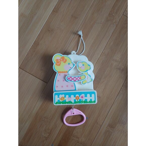 Vtg 1982 Tomy Baby Teddy Bear Picnic Crib Pull String Animated Music Box WORKS! - Picture 1 of 3